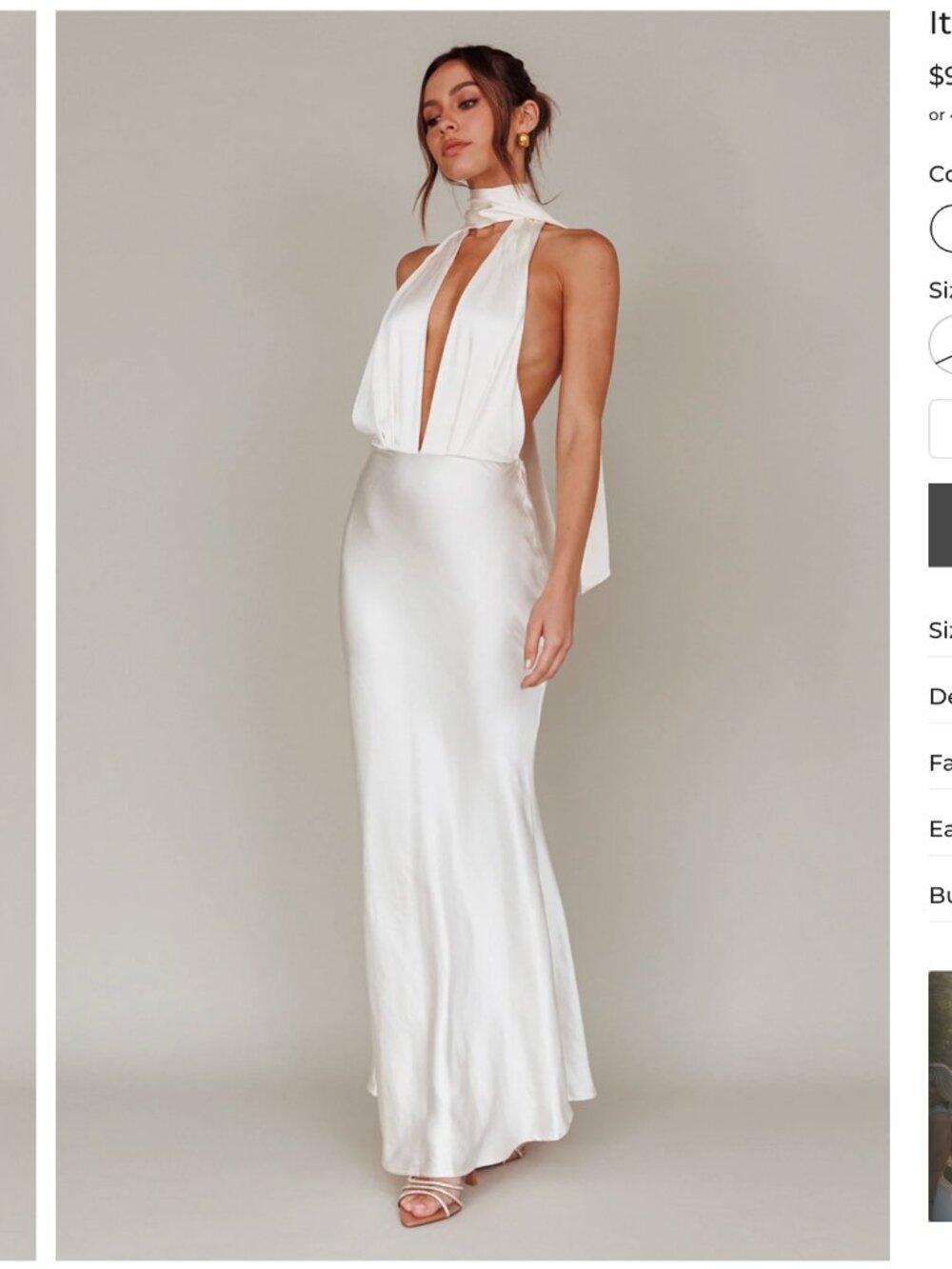 Selfie Leslie Italia Azure Halterneck Maxi Dress in Oyster XS